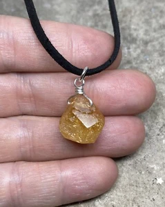 Sterling Silver Raw Citrine Necklace, November Birthstone, Boho Jewelry - Picture 1 of 6