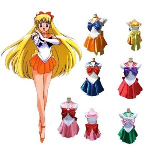 New Sailor Moon Costume Cosplay Uniform Fancy Party Dress & Gloves Hot