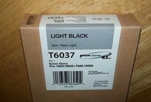 09-2023 ORYGINALNY EPSON T6037 JASNOCZARNY 220ml INK STYLUS PRO 7800 9800 7880 9880 - Zdjęcie 1 z 1