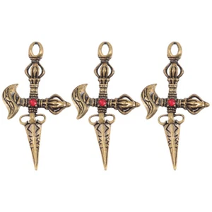 3 Pcs Brass Keychain Man Vajra Pestle Decor Charms for Jewelry Making - Picture 1 of 11