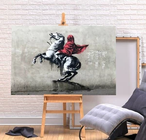 CABALLO NAPOLEÓN BANKSY - LONA ENMARCADA PROFUNDA ARTE DE PARED IMPRESIÓN GRAFFITI - ROJO - Imagen 1 de 3