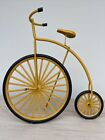 Vintage Ornament Yellow Metal High Wheel Big Wheel Bike Bicycle 8”