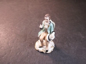 German Dresden Art Figurine 3" MAN WITH LACE TIE SITTING IN CHAIR - Picture 1 of 5