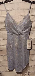 Mini Vestido de Fiesta Brillante Speechless Para Mujer 0 Lentejuelas Correas Ajustables Azul Nuevo con Etiquetas - Imagen 1 de 11