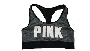 Victoria's Secret PINK Logo Ultimate Racerback sport Bra Marl Gray Large NWT - Picture 1 of 3