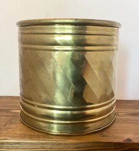 Vintage Round Brass Planter 5"X5" Used/Patina Rustic MCM - Picture 1 of 6