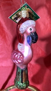 Old World Christmas 16032 Glass Blown "Yard Flamingo" Ornament NIB with Tags - Picture 1 of 14