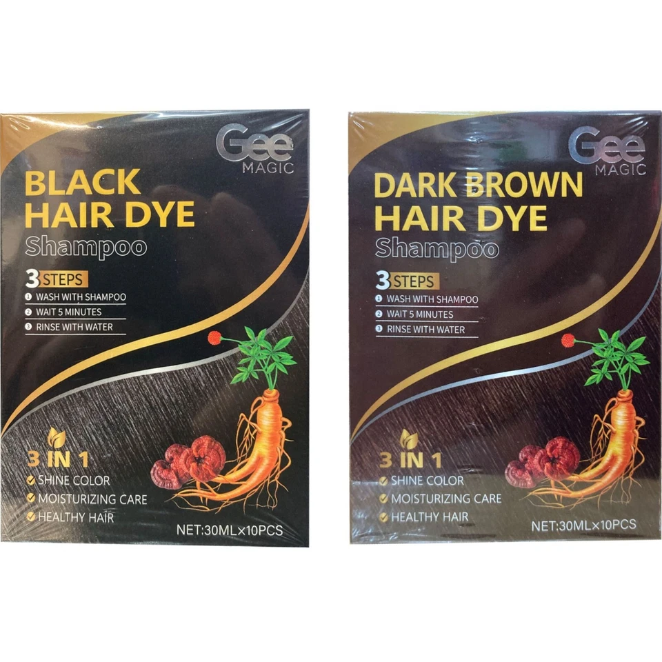 Champú tinte cabello negro/marrón para hombre mujer 3 en 1 champú color cabello 30 ml Foto 1 de 1