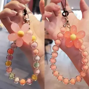 Colored Bead Petal Lanyard – Anti-lost Phone Wrist Strap & Keychain, Cute & Styl - Picture 1 of 27