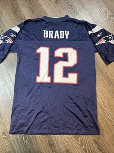 New England Patriots Blue Tom Brady #12 Reebok Jersey Mens Size Large NFL - Picture 1 of 10