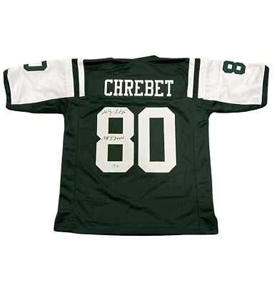 Wayne Chrebet Signed Jets Custom Jersey w/ Mr 3rd Down Beckett Witness BAS COA - Image 1 of 3