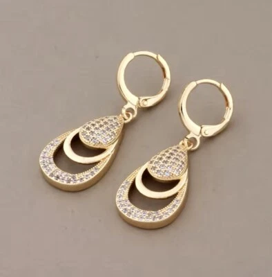 Pendientes de cristal de pera/lágrima únicos rellenos de oro de 9 quilates CAJA GRATIS (423) Foto 1 de 4