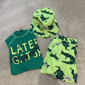 Carter's Green Later Gator Alligator Swimwear Set Toddler Size 2T Bucket Hat - Picture 1 of 12