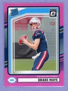 2024 Panini Donruss - Rated Rookie Drake Maye #379 Optic Preview Pink Prizm (RC) - Picture 1 of 2