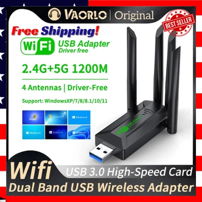 1200Mbps WiFi6 1200 Dual Band Wireless USB WiFi Adapter USB 3.0 for PC Desktop - Image 1 of 4