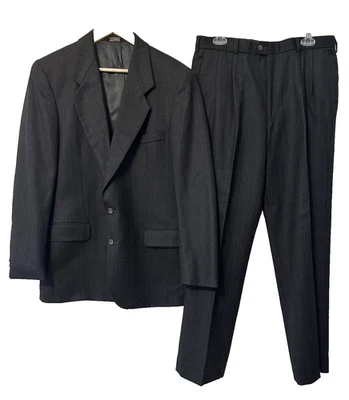 John Alexander Men's Wool Brown Pinstriped Suit 42L, 35X32 - Image 1 of 4