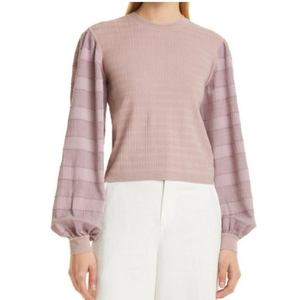 Suéter Club Monaco Chandails tecido listrado manga balão em malva tamanho grande - Imagem 1 de 4