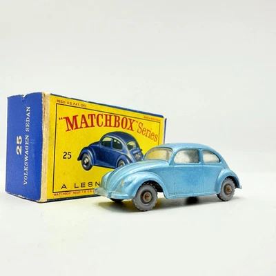Matchbox Lesney 25b Volkswagen Beetle BASE MAL ESPELTA en caja ruedas regulares  Foto 1 de 4