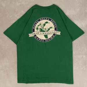 Oneita Vintage 90s Kappa Sigma Fraternity Graphic T-Shirt XL Mens Green - Picture 1 of 7