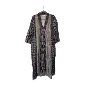 World Market Boho Gypsy Geometric Kaftan Neutral Flowy Dress, Size Large/XL - Picture 1 of 12
