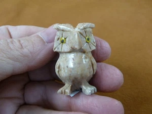 Y-BIR-OW-44) baby tan HORNED OWL figurine SOAPSTONE Peru love little owls owlet - Picture 1 of 1