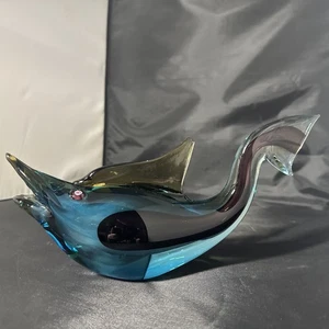Large Stunning MUrano Art Glass Sommerso w/ Millefiori eyes Blue Purple Yellow - Picture 1 of 24