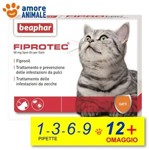 Beaphar Fiprotec Spot-On Gatti - 1 / 3 / 6 / 9 / 12 pipette - Antiparassitario - Foto 1 di 9