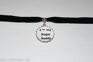 Sugar Daddy Baby Black Velvet Choker Necklace Jewellery Fetish Bondage Collar - Picture 1 of 2