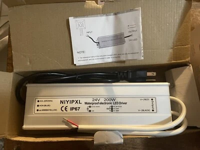 LED Driver 200 Watts 24V DC Low Voltage Transformer， Waterproof IP67 LED Power S - Image 1 of 3