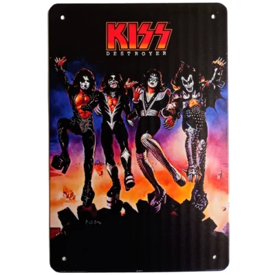 Letrero de metal KISS Destroyer banda de rock & roll glamour imagen de portada de álbum 12 x 8 pulgadas Foto 1 de 2