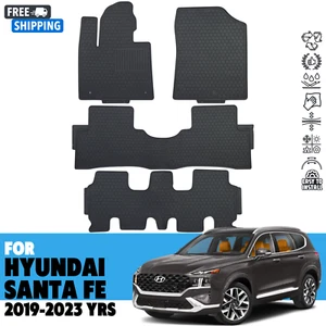 Floor mats for HYUNDAI SANTA FE 7Seats 2019-2023 3Row All Weather Rubber Black - Picture 1 of 9