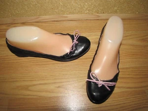 Nina Ricci Black Leather Ballet Flats - 5 - Picture 1 of 6