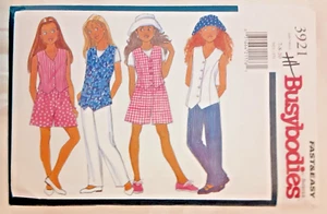 Vintage OOP Butterick Sewing Pattern 3921 Girl Vest Top Shorts & Hat Project (H) - Picture 1 of 2