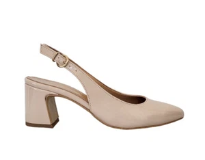Zapatos de Salón Mujer Piel Charol Beis Desnudo Talón Cinturón Made IN Italy - Bild 1 von 7