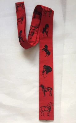 vintage ROOSTER 60s square end necktie hand printed POP ART horse BRONCO - Image 1 of 4