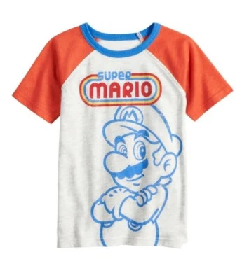 SONOMA Boys Size 4 Goods For Life Super Mario Bros Retro Crew Neck Raglan TShirt - Image 1 of 4
