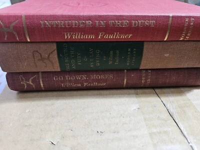 3x Vintage William Faulkner Modern Library Set of 3 Red Sound Fury Moses Foto 1 de 4