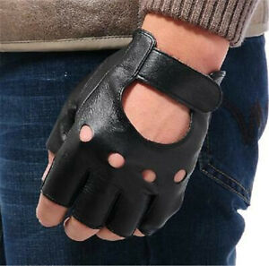 Tactical Fingerless PU Leather Half Finger Gloves Army Military Driving Fitness