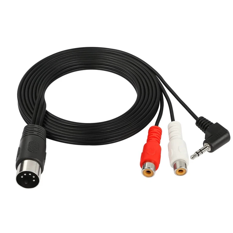 CERRXIAN 6FT Din 5 Pin Male to 2 RCA Female 90 degree 3.5MM Audio DVD CD Player  - Image 1 of 4