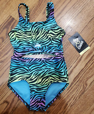 NEW! Art Class Girls Zebra Print Tie Cut-out Swimsuit, Size 4/5
