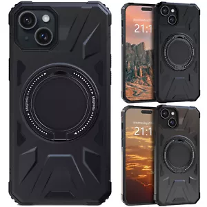 For iPhone 15 Plus/15 Pro/15 Pro Max Case Shockproof Magnetic Ring Stand Cover - Picture 1 of 25