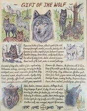 Native American Gift of Wolf Original Illustrated Poem Signed Print By Nakoma
