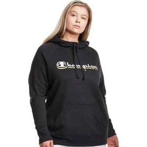 Champion L106817 Womens Plus Size Black Powerblend Fleece Graphic Hoodie Size 1X - Picture 1 of 3