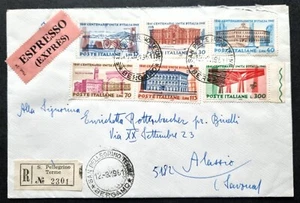 1961 Republik Serie Einheit Italiens auf FDC Einschreiben Express gereist - Bild 1 von 1