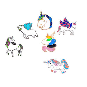  6pcs Lovely Colorful Unicorn Brooches Cartoon Flying Horse Lapel Pin Brooch