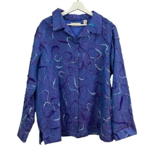 Marsh Landing Women’s Button Front Purple Blue Embellished Cardigan Size XL - Picture 1 of 4