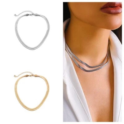 925 Placcato Argento Piatto Strato Stile Bohemien Punk Serpente Catenina Regalo - Immagine 1 di 4