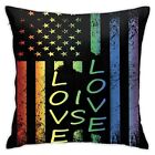 Throw Pillow Covers Love is Love Rainbow Gay Pride American Flag Square Pillo...