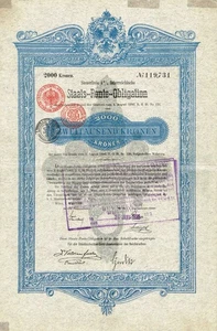 AUSTRIA STATE PENSION 4 %  BOND 1893 stock certificate/bond - Picture 1 of 2
