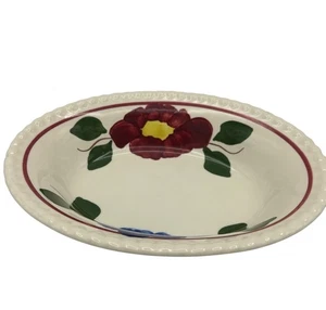 Tazón para servir ovalado de cerámica Blue Ridge pompón pintado a mano Countrycore floral de colección - Imagen 1 de 4